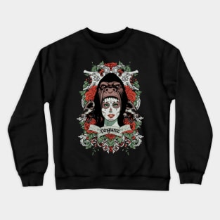 The incarnation of a beautiful woman in the form of a ferocious gorilla Crewneck Sweatshirt